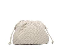 BRYCTSISEN Woven Clutch Purse for Women Fashion Small Square Handbag Vintage Premium Bag PU Leather Handmade Bag, Beige3, L
