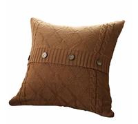 Brydon 45cm*45cm Knitting Sofa Cushion Cover Home-organizer Tech Cotton Removable Knitted Decorative Pillow Case Cable Knitting Patterns Square Warm Throw Pillow Covers (45cm*45cm, Khaki)