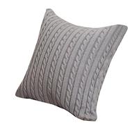 Brydon 45cm*45cm Knitting Sofa Cushion Cover Home-organizer Tech Cotton Removable Knitted Decorative Pillow Case Cable Knitting Patterns Square Warm Throw Pillow Covers (Gray)