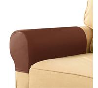 BRYER Sofa Armrest Cover, Anti-Slip Washable Armchair Slipcovers for Recliner, Waterproof PU Leather Stretch Armrest Covers for Chairs and Sofas(Set of 2),orange
