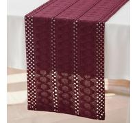 Brylleii Burgundy Table Runner Crochet Boho Macrame Decor Table Runner Modern 30x100 Spring Cotton Tablecloth Linen Country Style Washable Table Runner Narrow for Wedding Table Decoration