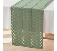 Brylleii Green Table Runner Crochet Sage Green Boho Macrame Decorative Table Runner Modern 30 x 183 cm Spring Cotton Linen Country House Style Tablecloth Washable Table Runner Slim for Kitchen Table