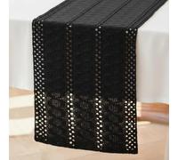 Brylleii Table Runner Crochet Black Boho Macrame Decorative Table Runner Modern 30 x 140 cm Spring Cotton Tablecloth Small Country House Style Washable Table Runner Slim for Wedding Table Decoration