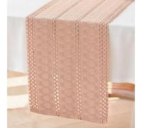 Brylleii Table Runner Crochet Dusky Pink Boho Macrame Decorative Table Runner Modern 30 x 80 cm Spring Cotton Tablecloth Linen Country House Style Washable Table Runner Slim for Wedding Table