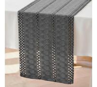 Brylleii Table Runner Crochet Grey Boho Macrame Decorative Table Runner Modern 30 x 183 cm Long Cotton Linen Country House Style Tablecloth Washable Table Runner Slim for Kitchen Wedding Doilies