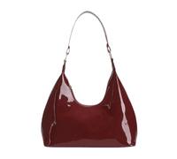 Brymthy Women's Wine Red Patent Leather Hobo Bag, Crescent Shoulder Bag, Small Going Out Tote Satchel Purse, 10.2 x 3.1 x 8.2 inches