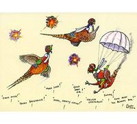 Bryn Parry 10 Notecards with envelopes. Yours Brigadier cartoon pheasants A great shooting or hunting gift. Perfect for Thank you letters, invites etc