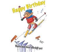 Bryn Parry Funny Skiing Birthday Card for Him or Her A5 Cartoon Greeting Card with Envelope Enjoy Being on the Pisste Printed in the UK on Carbon Neutral 300gsm Card