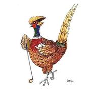 Bryn Parry Golf greeting or birthday card. Pheasant Off Course