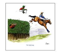 Bryn Parry 'High Jump' steeple chase horse racing greeting/thank you card with envelope - blank inside for your own message,