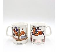 Bryn Parry Horse Riding Bone China Mug. Clearing The Pole Showjumping Cartoon Image