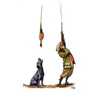 Bryn Parry Shooting greeting card featuring man and labrador. Teamwork Blank on the inside for any occasion.