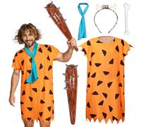 Bryndo Caveman Costuem Set for Men, Stone Age Fancy Dress Kit for Party (L)