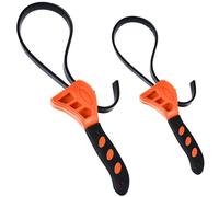 Brynest 2-Pcs Rubber Strap Oil Filter Wrench Set (6" & 8"), Adjustable Non-Slip Strap Wrench for Automotive Oil Filter Removal, Plumbing & Jar Opening