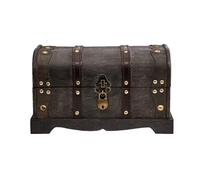 BRYNNBERG - Pirate Treasure Chest Storage Box - Columbus 31x18x18cm - Durable Wooden Treasure Chest with Lock - Unique Handmade Decorative Wood Storage Box - Vintage Wood Chest Box - The Best Gift