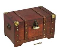 BRYNNBERG - Pirate Treasure Chest Storage Box - Miami 28x17x16cm - Durable Wooden Treasure Chest with Lock - Unique Handmade Decorative Wood Storage Box - Vintage Wood Chest Box - The Best Gift