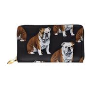 Bryptxztxt English Bulldogs Women's Long Wallet - Large Capacity Pu Leather Purse with Card Holder Case Credit Coin Wallets & Zipper, Clutch Purses for Ladies & Girls