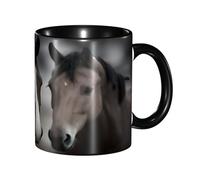Bryptxztxt Funny Two Horses Double Color Ceramic Mug 11 Oz - Colorful Inside, Two Tone Ceramic Coffee Mugs for Home & Office