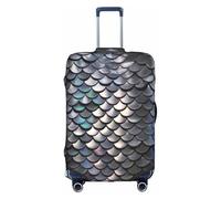 Bryptxztxt Luggage Cover Silver Fish Scale - Travel Protector Trolley Case Covers, Scratch-Resistant & Elastic Suitcase Protective Cover for S/M/L/XL Sizes