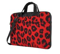 Bryptxztxt Stylish Red Leopard Pattern Laptop Shoulder Messenger Bag Case Sleeve For 13, 14, 15.6 Inch Laptops - Men'S & Ladies Portable Business Briefcase