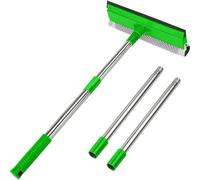 Bryquelin 2-in-1 Window Squeegee with 30"-59" Stainless Steel Adjustable Handle - Glass Cleaner for Shower Doors, Car Windshield & High Outdoor Windows