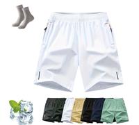 Brysha Mens Shorts, Brysha SummerFlex Quick-Dry Shorts - Ultimate Comfort,Style &Versatility,Mens Athletic Shorts with Pocket (White,M)