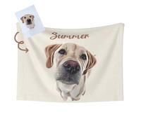 Brysliy Personalised Pet Blanket with Name - Custom Puppy Dog Cat Photo Soft Fleece Dot Throws Blanket for Dog & Cat Lovers, Custom Animal Portrait Blanket - Customized Memorial Gifts for Pet Loss