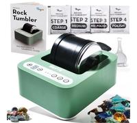 BRYTE Rock Tumbler Kit, 3 Speeds & Digital 9-Day Polishing Timer, Dual Injection, Self-Cooling Premium Motor, Professional Grade Rock Polisher for Kids & Adults, Green