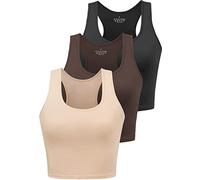 BryticFlow 3 Pack Women's Crop Vest Top Cotton Racerback Tank for Yoga | Cropped Athletic Tops,Ladies Racerback Pilates Tanks, Workout Shirts, Gym Clothes, Basic Crop Vest Tops