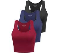 BryticFlow 3 Pack Women's Crop Vest Top Cotton Racerback Tank for Yoga | Cropped Athletic Tops,Ladies Racerback Pilates Tanks, Workout Shirts, Gym Clothes, Basic Crop Vest Tops