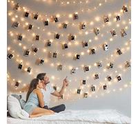 BRYUBR Photo Clip String Light - 33Ft 100LED Fairy Lights with Clips for Pictures, Photo Lights with 50 Clear Clips for Dorm Bedroom Wall/Wedding Décor