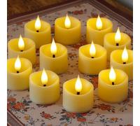 Bryxidor LED 12 Pack Tea Light Candles, 3.8cm x4.5cm Battery Operated Fake Electric Plastic Tealight Votive Flameless Flickering Realistic Candles for Halloween Christmas Decor
