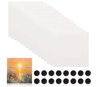 BRYXXA 16 PCS Mini Canvas for Painting, 10x10cm Small Canvases for Acrylic Oil Watercolor Tempera, Blank Canvas with Round Magnets