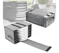 Bryzal 2 Pcs Plate Cup Storage Box, Caravan Plate and Cup Holders Set with Felt Padded Dividers for 8 Plates & 6 Cups, Camping Felt Storage Bag for Motorhome Camper Van Gadgets Kitchen (Medium gray)