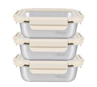 Bryzal 3 Pack Stainless Steel Food Storage Containers With Lids, Airtight Metal Food Container, Stackable Meal Prep Containers, Leakproof Metal Lunch Box for Kitchen Office Bento Snacks