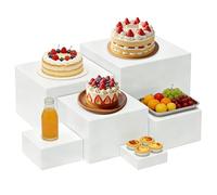 Bryzal Food Risers for Buffet, 6 Dimensions 3in+4in+5in+6in+7in+8in White Acrylic Food Risers, Dessert Table Display Set for Cake Wedding Cupcake Dessert Party