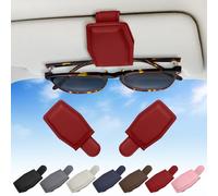 Bryze 2 Pack Magnetic Sunglasses Holder for Car Visor - Secure Clip with Universal Fit for Most Glasses, Non-Slip Design & Compact Storage Accessory (Red)