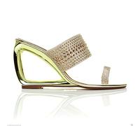 (BS-21) - New Womens Sleek Metallic Gold Cut Out Diamante Shimmer Wedge Sandals UK Sizes 3,4,5,6,7,8