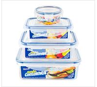 BS 4 Piece Stackable Clip Lock Air Tight Rectangular Plastic Food Storage Container Set