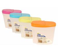 bs 4 x 4.8L Plastic Dry Food Storage Containers Cereal Dispenser
