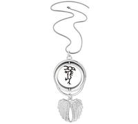 bs inscriptions chinese zodiac horse Pendant Angel Wings Rotating Necklace Jewelry
