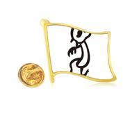 bs inscriptions chinese zodiac monkey Golden Metal Flag Lapel Pin Badge