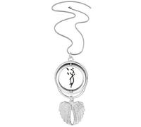 bs inscriptions chinese zodiac rat Pendant Angel Wings Rotating Necklace Jewelry
