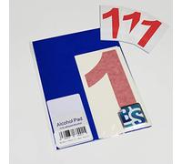BS® Large Waterproof Non-fading Self Adhesive Vinyl Numbers | 1 (ONE) | 150mm | Pack of 4 | RED | Wheelie Bin Numbers