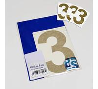 BS® Large Waterproof Non-fading Self Adhesive Vinyl Numbers | 3 (THREE) | 150mm | Pack of 4 | GOLD | Wheelie Bin Numbers
