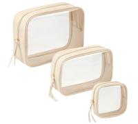 BS-MALL 3 Pack Travel Size Clear Toiletry Bag - Waterproof Makeup Organizer For Brushes & Eye Shadow -Gift Bags For Daily Use & Travel Essentials