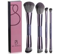 BS-MALL 4 Pcs Portable Double-ended Makeup Brush Set - Luxury Eyeshadow Brush, Concealer Brush, Blush brush & Foundation brush for Lightweight Multi-purpose Daily Use (Purple)