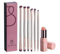 BS-MALL 6 Pcs Double-ended makeup brush set with Silicone Lip brush - eyeshadow Brush, concealer Brush, blush brush for Even application, Multi-purpose Portable makeup brushes for Daily Use (Golden)
