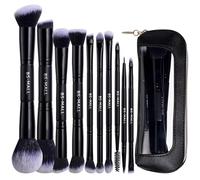 BS-MALL Double-ended Makeup Brush Set With Concealer Brush & Foundation Brush, Eyeshadow Brush- Travel-friendly Multi-purpose Brushes In Makeup Bag For Daily Use (10 PCS Black)