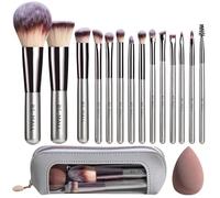 BS-MALL Makeup Brush Set 14 Pcs Premium Synthetic Foundation Powder Concealers Eye shadows Blush Makeup Brushes with Cosmetic Case and 1 Makeup Sponge (Champagne)